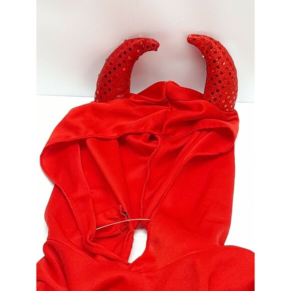 Devil Red Dress Costume Costplay Girl Tulle Skirt attached Horns Hood S (4-6) - Picture 6 of 10
